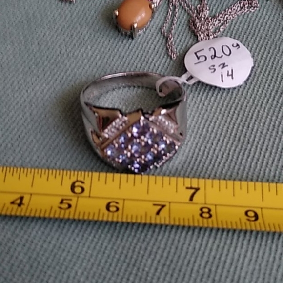 TANZANITE, CAMBODIAN ZIRCON MEN'S RING - Picture 4 of 7